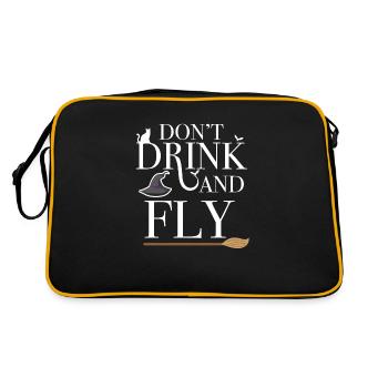 Fun Halloween witch text don't drink and fly - Retro Bag - black/gold - Back