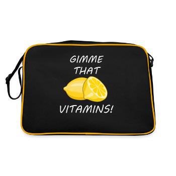 Gesunde Vitamine, Zitrusfrüchte, Zitronen - Retro Tasche - Schwarz/Gold - Hinten