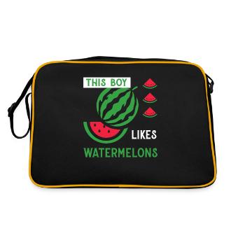 Garçon aime les pastèques fruits tropicaux d'été - Sac Retro - noir/or - Dos