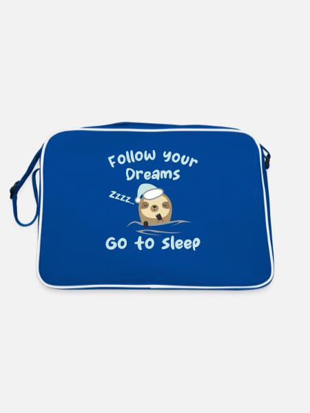 Follow your dreams, go to sleep - humour - Sac Retro - bleu/blanc - Dos