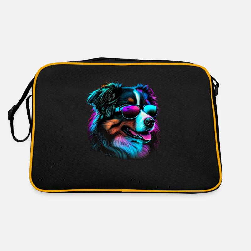 Australian Shepherd Dogs Australian Shepherds - Retro Tasche - Schwarz/Gold