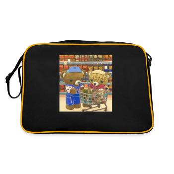 Ours en peluche moelleux faisant ses courses au supermarché - Sac Retro - noir/or - Dos