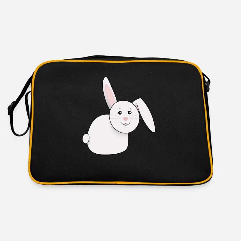 sweet, white, fat rabbit, Easter - Retro Bag - black/gold