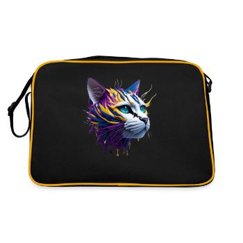 cat lovers, cat 3d ,tabby cat - Retro Bag - black/gold - Back