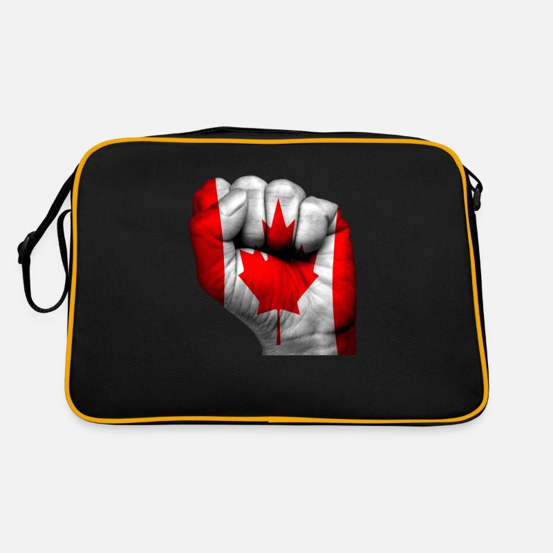Faust geschlossen mit der kanadischen Flagge darauf gemalt - Retro Tasche - Schwarz/Gold