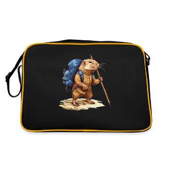 Mole rat with backpack and walking stick - Retro Bag - black/gold - Back