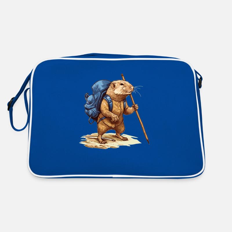 Mole rat with backpack and walking stick Retro Bag