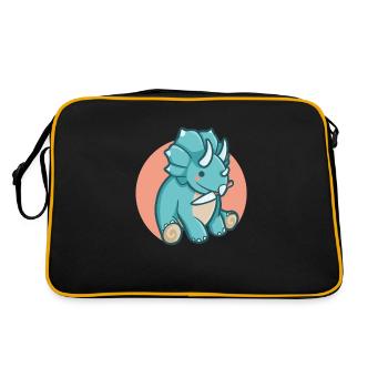Spencer der Triceratops, Dino, Dinosaurier - Retro Tasche - Schwarz/Gold - Hinten