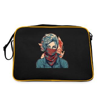 Cool woman with bandana face shield gangster - Retro Bag - black/gold - Back
