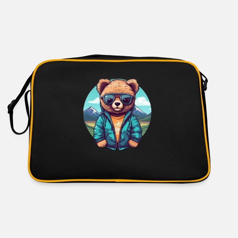 Cooler Bär - Retro Tasche - Schwarz/Gold