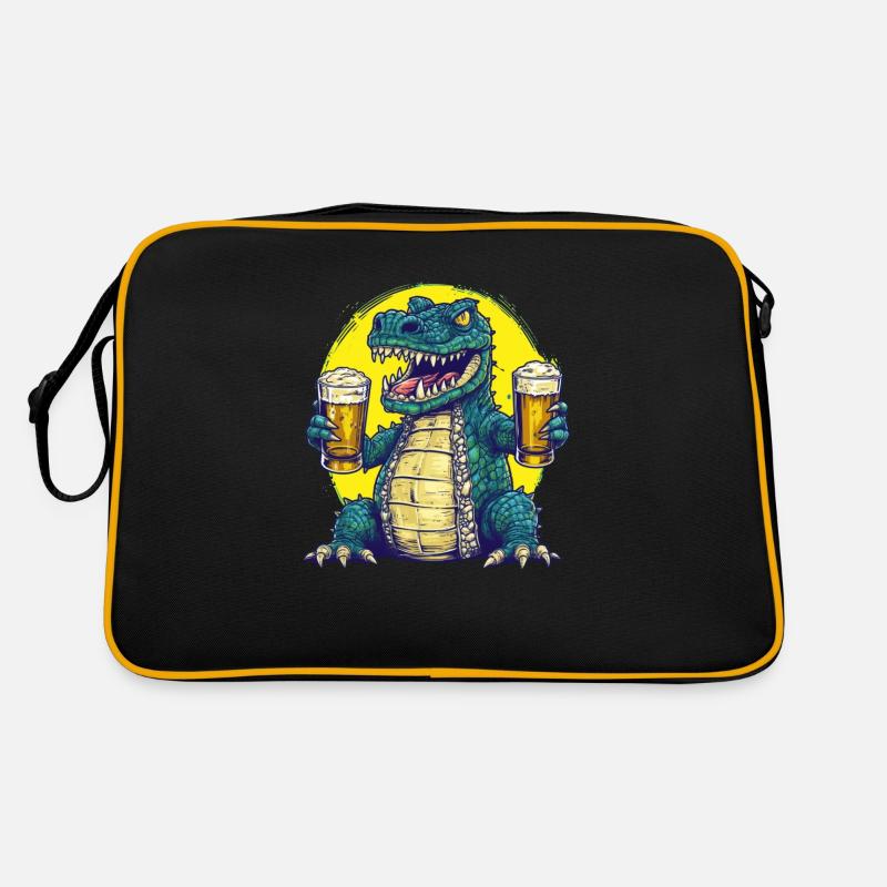Cool crocodile with beer Retro Bag