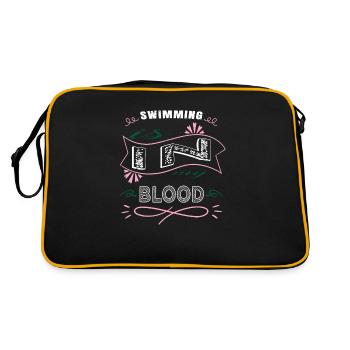 swim bike run sport funny swimming birthday - Retro Tasche - Schwarz/Gold - Hinten