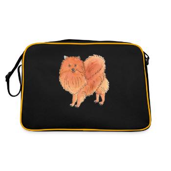 Pomeranian - Lustiger Hund - Retro Tasche - Schwarz/Gold - Hinten
