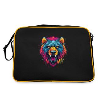 Ours en colère, Graffity Style, Grizzly, Fort - Sac Retro - noir/or - Dos