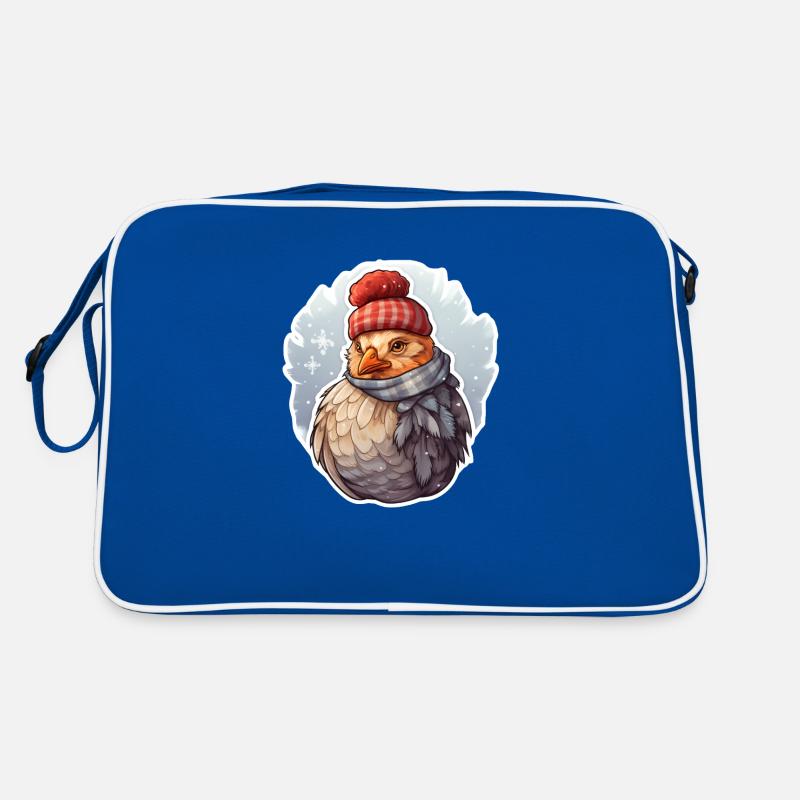 Huhn mit Mütze und Schal Retro Tasche