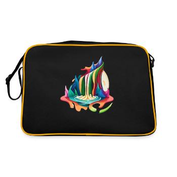 Regenbogen Wasserfall - Retro Tasche - Schwarz/Gold - Hinten