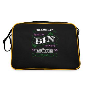koffein bday ich liebe kaffee baristia weihnachten - Retro Tasche - Schwarz/Gold - Hinten