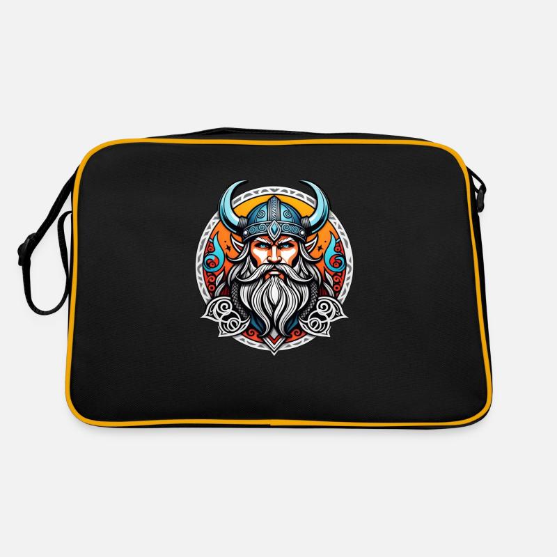 Wikinger Odin Thor Walhalla - Retro Tasche - Schwarz/Gold