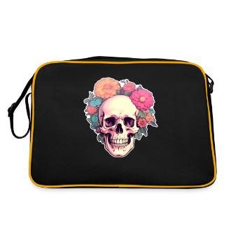 Crâne humain et fleurs 2 - Sac Retro - noir/or - Dos