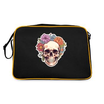 Crâne humain et fleurs 4 - Sac Retro - noir/or - Dos