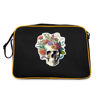 Crâne humain et fleurs 25 - Sac Retro - noir/or - Dos