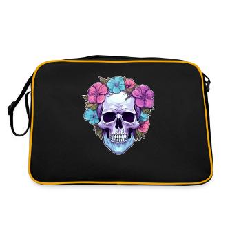 Crâne humain et fleurs 32 - Sac Retro - noir/or - Dos