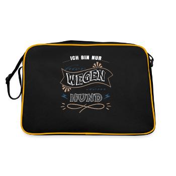 dogge spruch bullterrier doggie weihnachten boxer - Retro Tasche - Schwarz/Gold - Hinten