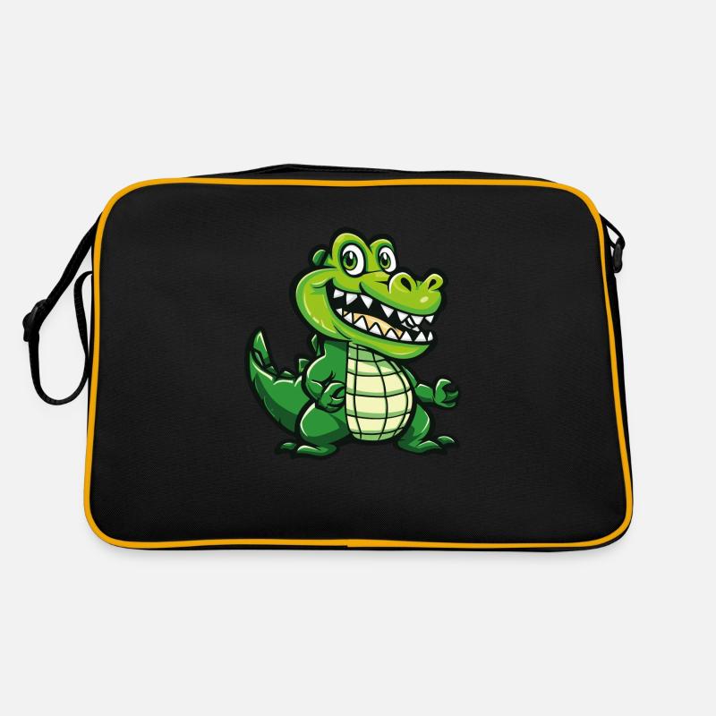 krokodil - Retro Tasche - Schwarz/Gold