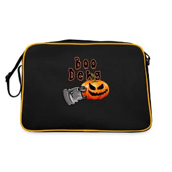 Boo deng,moo deng,nilpferd, halloween,illustration - Retro Bag - black/gold - Back