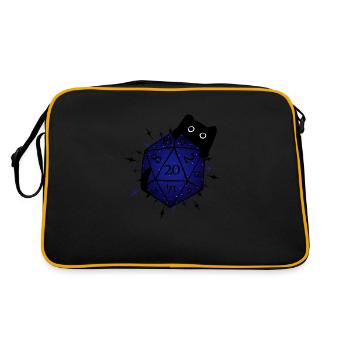 Stylo et papier D20 W20 Chat Nuit Étoiles Jeu de rôle - Sac Retro - noir/or - Dos