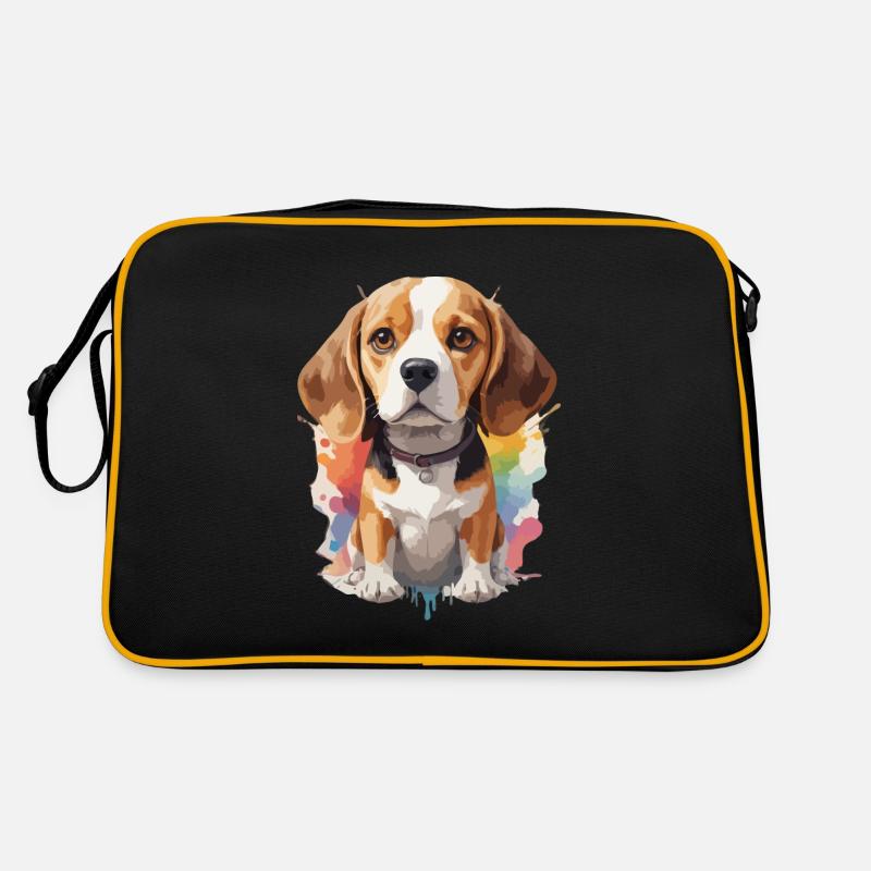 Beagle Hund Portrait Bunt Retro Tasche