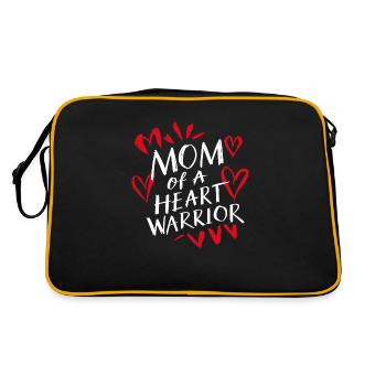 Herzkrieger Mama. Stolze Mama eines Herz-Kämpfers - Retro Tasche - Schwarz/Gold - Hinten