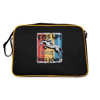 Reithaltung: Fersen runter, Augen hoch - Retro Tasche - Schwarz/Gold - Hinten