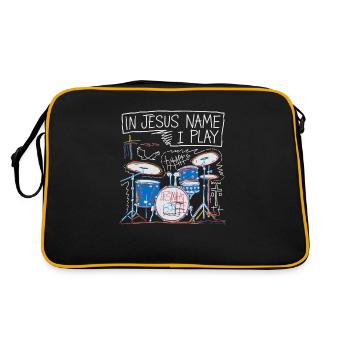 Rhythmus für den Glauben - Retro Tasche - Schwarz/Gold - Hinten