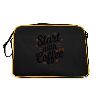 Start with a coffee - Retro Bag - black/gold - Back