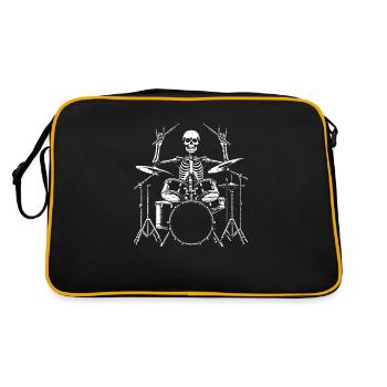 Squelette de crâne de batteur sur la batterie - Sac Retro - noir/or - Dos