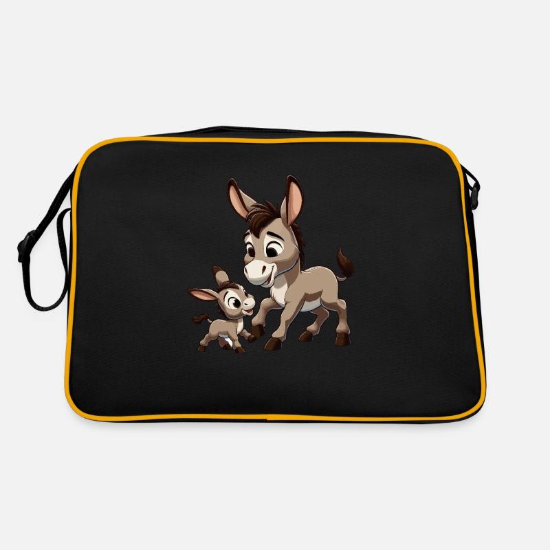 Eselmutter mit Kind grau Retro Tasche