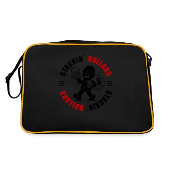 Gangster Spruch Dollars - Retro Tasche - Schwarz/Gold - Hinten