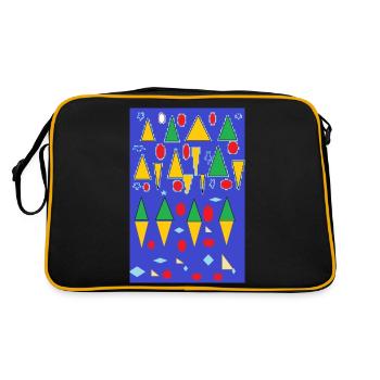 charmante geometrische Figuren - Retro Tasche - Schwarz/Gold - Hinten