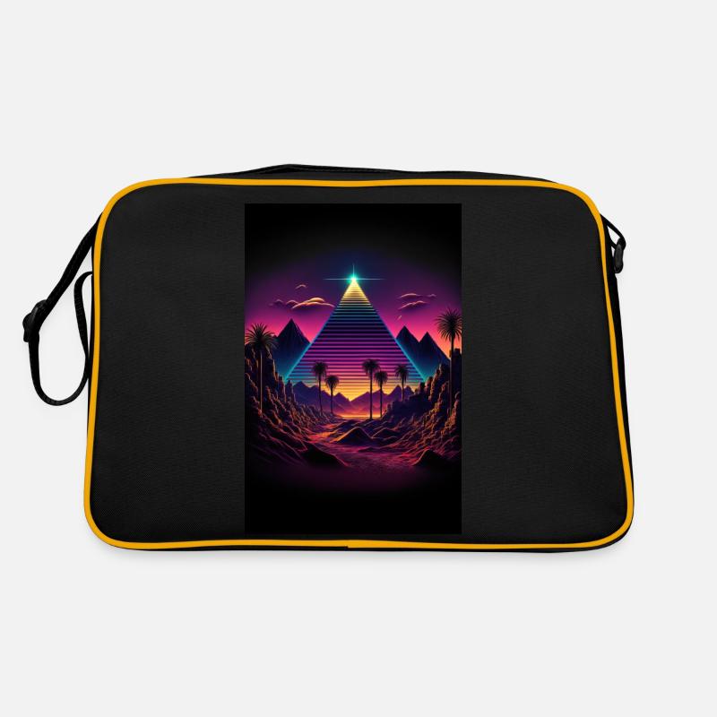 Luminous Monolith: A Retrowave Synthwave Pyramid Retro Tasche