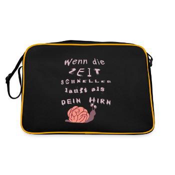 Wenn die Zeit schneller läuft als dein Hirn - Retro Tasche - Schwarz/Gold - Hinten