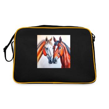 Pferdekopf#Pferde - Retro Tasche - Schwarz/Gold - Hinten