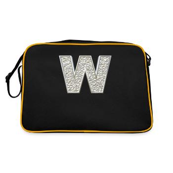 W, lettre, initiale, monogramme, - Sac Retro - noir/or - Dos