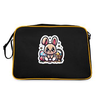 Sad Bunny - Retro Tasche - Schwarz/Gold - Hinten