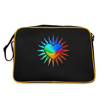 Rainbow Heart with Sun Rays - Retro Bag - black/gold - Back