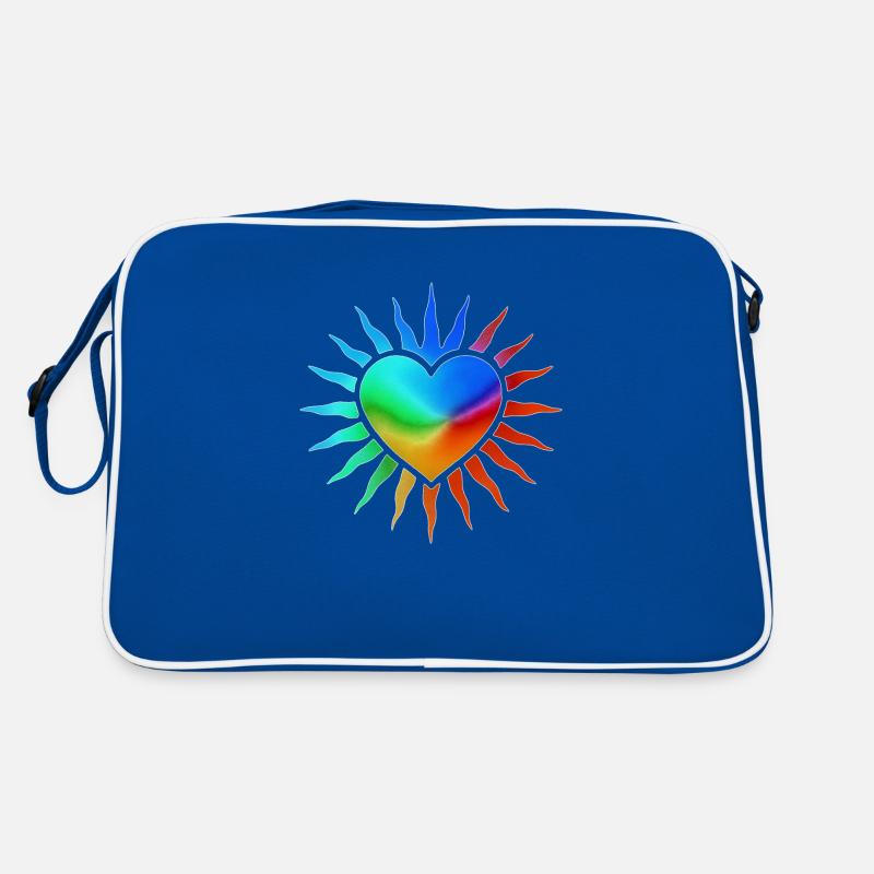 Rainbow Heart with Sun Rays Retro Bag