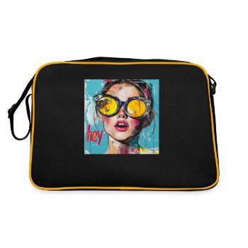 HEY greeting in red pop art - Retro Bag - black/gold - Back