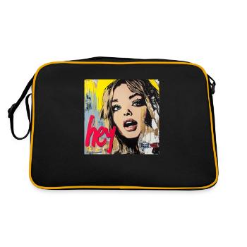 HEY greeting in red pop art - Retro Bag - black/gold - Back