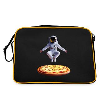 Astronaute planant au-dessus d’une pizza - Sac Retro - noir/or - Dos