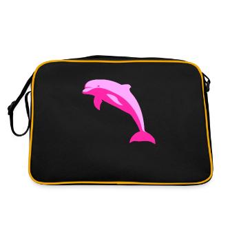 Pink dolphin - Retro Tasche - Schwarz/Gold - Hinten